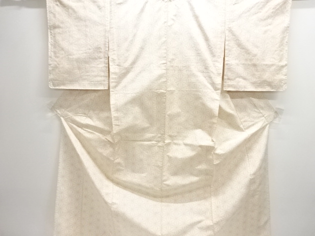 JAPANESE KIMONO / ANTIQUE ASANOHA PATTERN WOVEN TOKAMACHI TSUMUGIHITOE